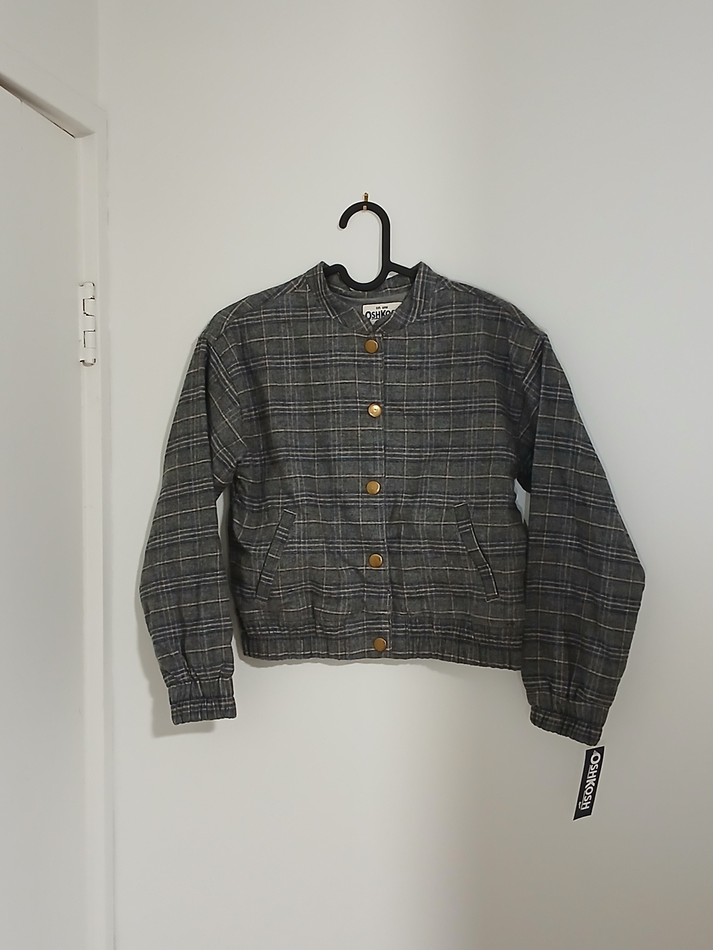 OshKosh B'gosh Gray Plaid Button-Up Jacket